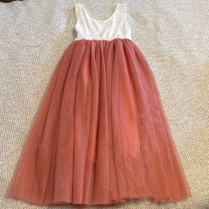 SHEIN Pink and White Formal Kids Dress